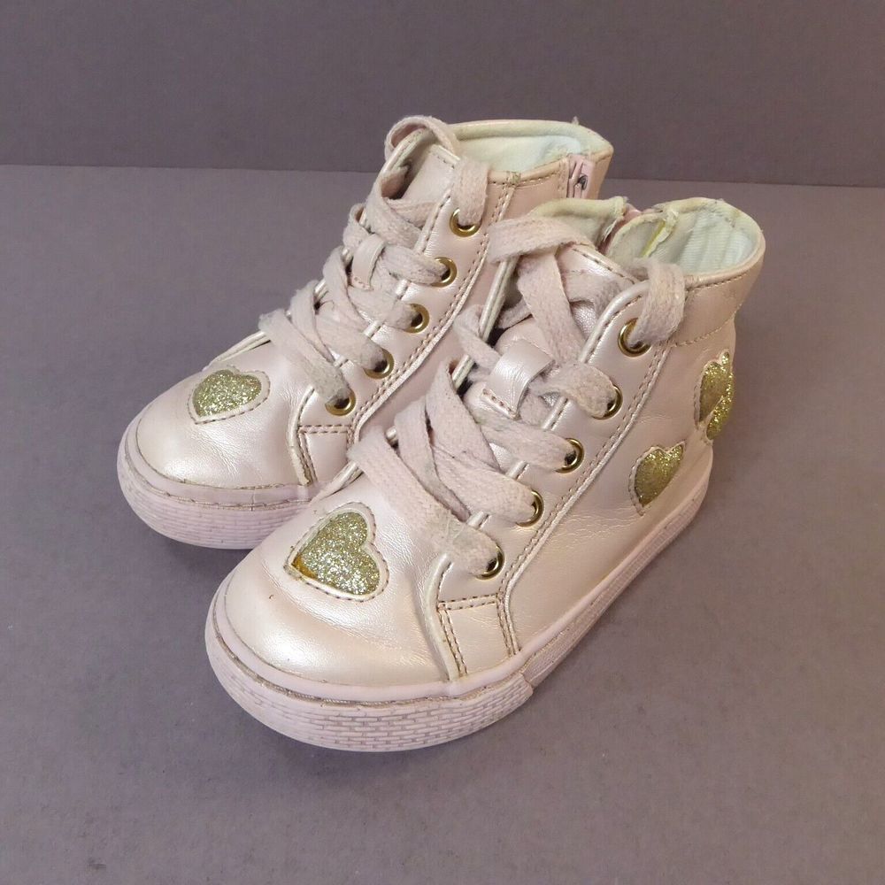 The Children's Place Glitter Heart Iridescent Sneaker Toddlers Girls Size 8